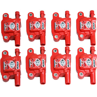 compare product Granatelli 05-17 GM LS LS1/LS2/LS3/LS4/LS5/LS6/LS7/LS9/LSA Malevolent Coil Packs - Red (Set of 8)