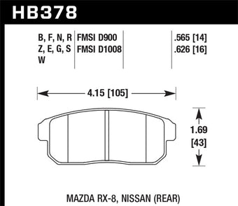 compare product Hawk 08-11 Mazda RX-8 1.3L 40th Anniversary Edition Rear ER-1 Brake Pads