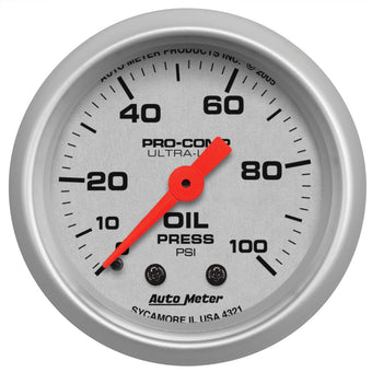 compare product Autometer Ultra-Lite 52mm 0-100 PSI Mechanical Oil Pressure Gauge