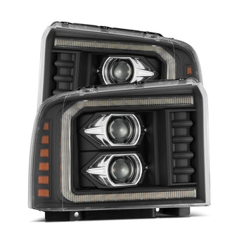 compare product AlphaRex 05-07 Ford F250/350/450/550 Super Duty LUXX LED Proj HL Blk w/Actv Light & Seq Sig + SB DRL