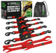 Rhino USA Retractable Ratchet Straps (4Pk 1Inx10Ft) (Red) - My Store
