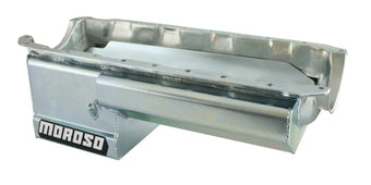 compare product Moroso Chevrolet Big Block Mark IV Drag Race Baffled Power Pouch Wet Sump 6-7qt 8in Steel Oil Pan