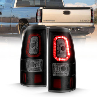 compare product ANZO 1999-2002 Chevy Silverado 1500 LED Taillights Plank Style Black w/Smoke Lens