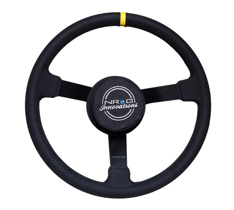 NRG Reinforced Steering Wheel (380mm) Nascar/ Alcantara 3 Spoke w/ NRG Logo/ Removable Crushed Pad - My Store