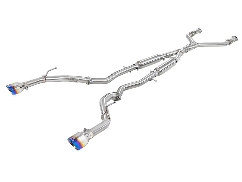 aFe Takeda 2.5in 304 SS Cat - Back Exhaust System w/ Blue Flame Tips 16 - 18 Infiniti Q50 V6 - 3.0L (tt) - My Store