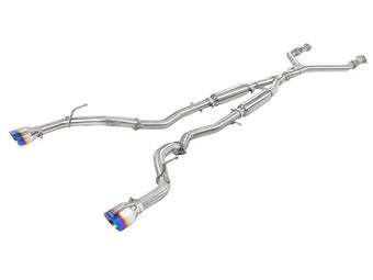 compare product aFe Takeda 2.5in 304 SS Cat-Back Exhaust System w/ Blue Flame Tips 16-18 Infiniti Q50 V6-3.0L (tt)