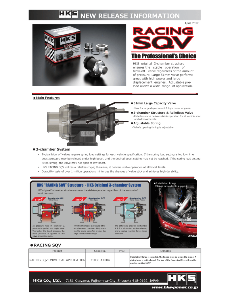 HKS RACING SQV UNIVERSAL BOV - My Store