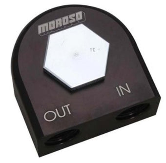 compare product Moroso Universal Remote Oil Filter Adapter - 90 Degree - 13/16in-16 Thread