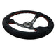 NRG Reinforced Steering Wheel (350mm / 3in. Deep) Blk Suede w/Red Stitching & 5mm Spokes w/Slits - My Store