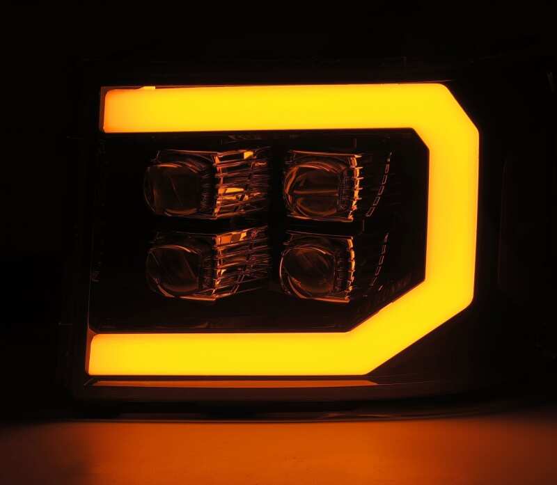 AlphaRex 07 - 13 GMC 1500HD NOVA LED Proj Headlight Plank Style Gloss Blk w/Activ Light/Seq Signal/DRL - My Store
