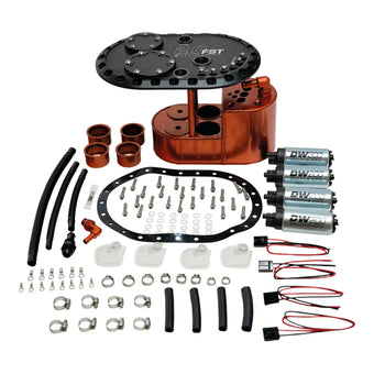 compare product DeatschWerks 2.0L Staged Fuel Cell Surge Tank (Includes 4 DW200 Fuel Pumps)