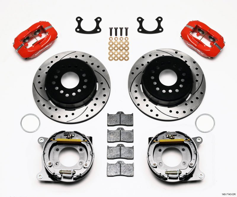 Wilwood Forged Dynalite P/S Park Brake Kit Drilled Red Small Ford 2.66in Offset - My Store