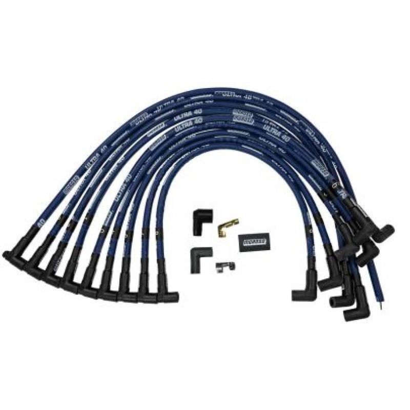 Moroso Chevrolet Small Block Ignition Wire Set - Ultra 40 - Sleeved - HEI - 90 Degree - Blue - My Store
