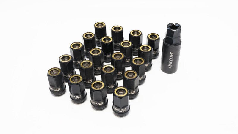Wheel Mate Muteki HR38 Open End Lug Nuts 12x1.25 Titanium Chrome / Yellow Ring - My Store