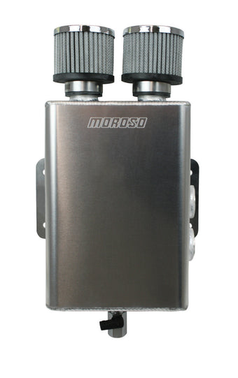 compare product Moroso Breather Tank/Catch Can -16An Female Inlet - Right Side - Two Breathers - Aluminum