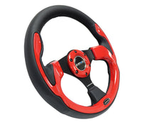 NRG Reinforced Steering Wheel (320mm) Blk w/Red Trim & 5mm 3 - Spoke - My Store