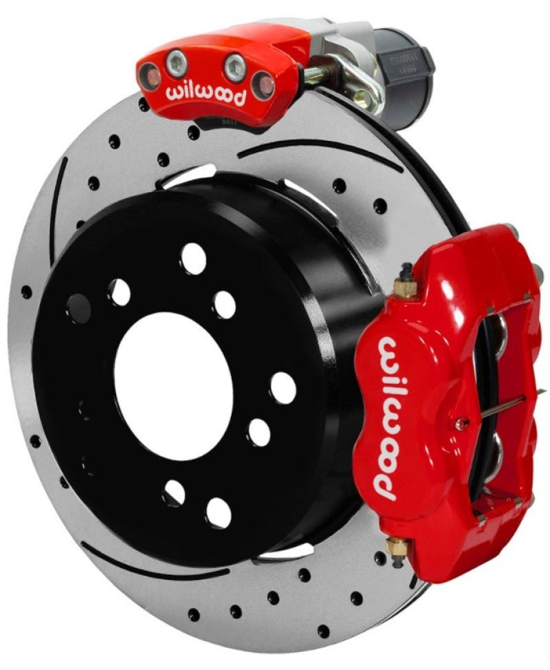 Wilwood Forged Dynalite Rear Electronic Parking Brake Kit - Red Powder Coat Caliper - D/S Rotor - My Store