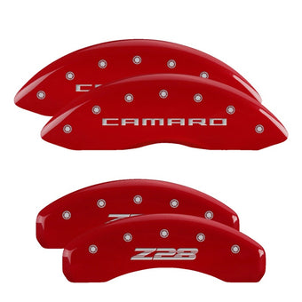 compare product MGP 4 Caliper Covers Engraved Front Gen 5/Camaro Engraved Rear Gen 5/Z28 Red finish silver ch
