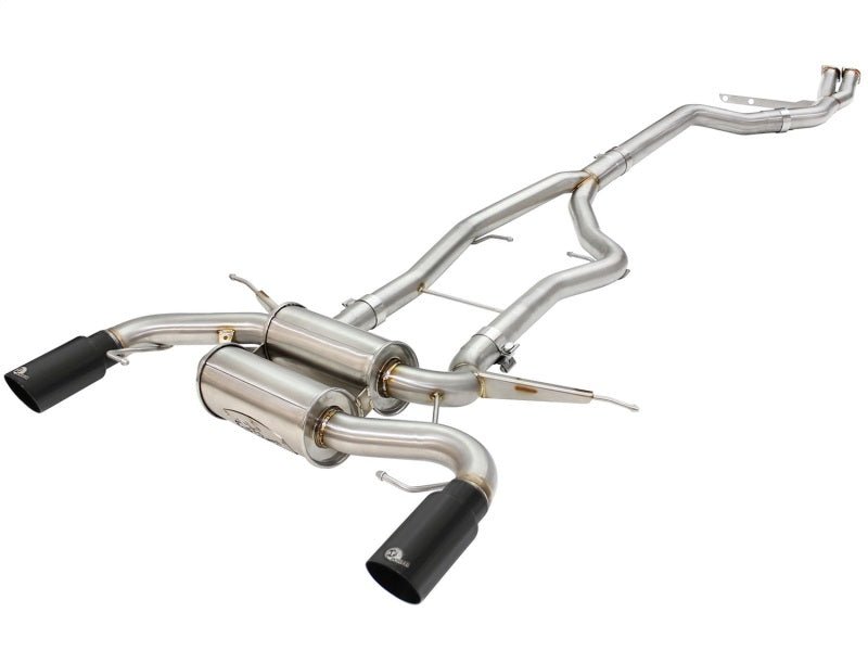 aFe MACHForce XP SS - 304 Black Tip 3.0in - 2.5in Dia Cat Back Exhaust 11 - 13 BMW 335i (E90/E92) 3.0L - My Store