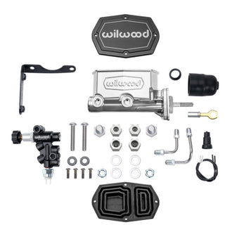compare product Wilwood MOPAR Compact Tandem M/C Kit w/ P-Valve & Pushrod 1in Bore - Chrome Powdercoat