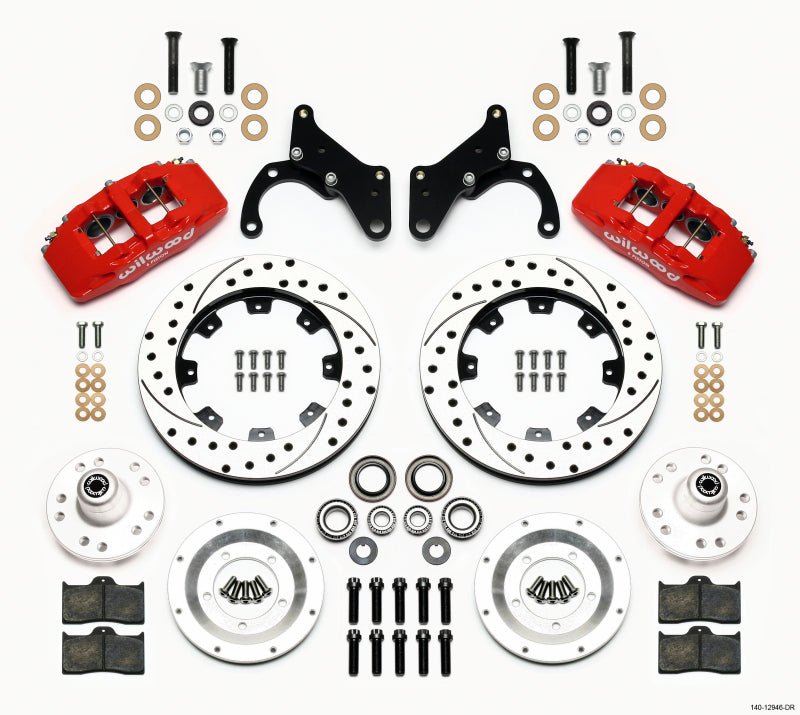 Wilwood Dynapro 6 Front Hub Kit 12.19in Drilled Red 69 - 70 Impala Drum/Disc 69 - 82 Vette - My Store