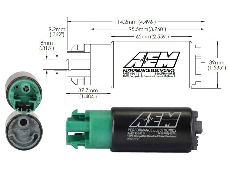 AEM 340LPH 65mm Fuel Pump Kit w/ Mounting Hooks - Ethanol Compatible - My Store