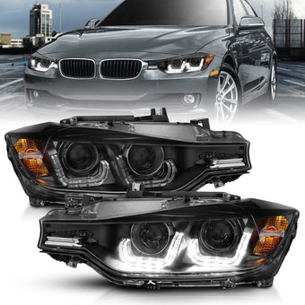 compare product ANZO 2012-2015 BMW 3 Series Projector Headlights w/ U-Bar Black