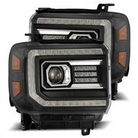 AlphaRex 14 - 18 GMC Sierra LUXX LED Proj Headlights Plank Style Black w/Activ Light/Seq Signal/DRL - My Store