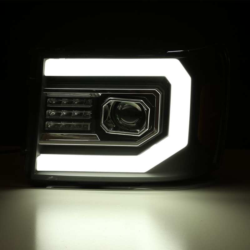 AlphaRex 07 - 13 GMC 1500HD PRO - Series Projector Headlights Plank Style Chrm w/Activ Light/Seq Signal - My Store