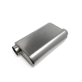 compare product Ticon Industries 17in Overall Length 3in Thin Oval Titanium Muffler - 3in Offset In/Offset Out