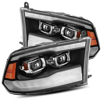 compare product AlphaRex 09-18 Dodge Ram 1500HD PRO-Series Projector Headlights Plank Style Black w/Seq Signal/DRL