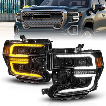compare product ANZO 19-21 GMC Sierra 1500 LED Projector Headlight w/Switchback+Sequential - Black