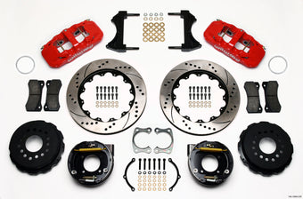 compare product Wilwood AERO4 Rear P-Brake Kit 14.00in Drilled Red Chevy 12 Bolt w/ C-Clips