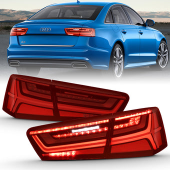 compare product ANZO 2012-2018 Audi A6 LED Taillight Black Housing Red/Clear Lens 4 pcs (Sequential Signal)