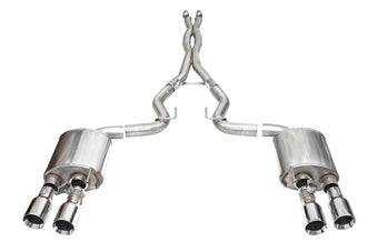 compare product Corsa 24+ Ford Mustang Dark Horse 5.0L 3in Dual Rear Exit Cat-Back w/Twin 4.5in Polish Straight Tip