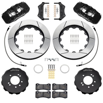compare product Wilwood 95-98 Nissan Skyline Aerolite 6R Front BBK w/ 14in Slotted Rotors & Flexlines - Black