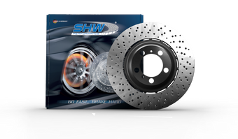 compare product SHW 2022 Audi S3 2.0L Front Cross-Drilled Lightweight Brake Rotor (5WA615301A)