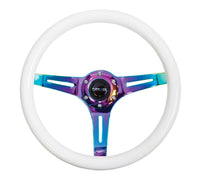 NRG Classic Wood Grain Steering Wheel (350mm) Glow - N - The - Dark Green Grip w/Neochrome 3 - Spoke Center - My Store