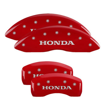 compare product MGP 4 Caliper Covers Engraved Front & Rear Honda Red finish silver ch