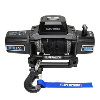 compare product Superwinch 12000 LBS 12V DC 3/8in x 80ft Synthetic Rope SX12SR Winch - Semi Gloss Black