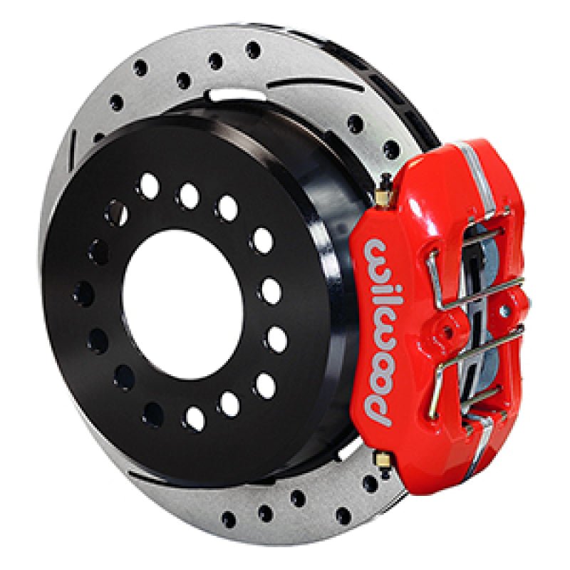 Wilwood Dynapro 12 Bolt Low - Pro Rear Kit w/ E - Brake 11in Drilled & slotted / 2.75 - 2.81in off - Red - My Store