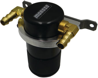 compare product Moroso Universal Air/Oil Separator Catch Can - Small Body w/o Drain - Billet Aluminum - Black Finish