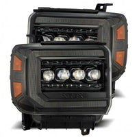 AlphaRex 14 - 18 GMC Sierra NOVA LED Proj Headlights Plnk Style Alpha Blk w/Activ Light/Seq Signal/DRL - My Store