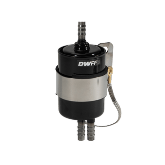 compare product DeatschWerks 10 Micron 3/8in Barb Fuel Filter Regulator w/ Stainless Steel Body - Black