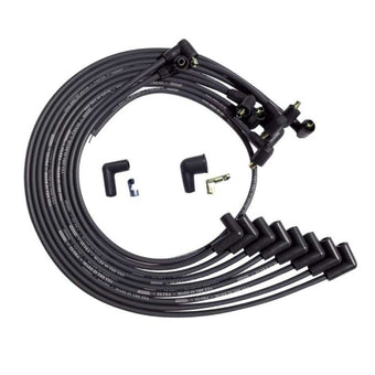 compare product Moroso BBC Under Header 90 Deg Plug Non-HEI Dist Unsleeved Ultra Spark Plug Wire Set - Black