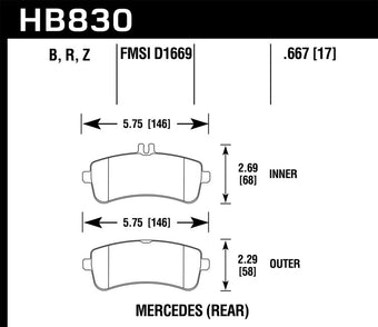 compare product Hawk 13-16 Mercedes-Benz SL63 AMG/SL65 AMG Perfromance Ceramic Street Rear Brake Pads