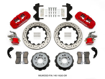 compare product Wilwood AERO4 / MC4 Rear Kit 14.00 Drilled Red Currie Pro-Tour Unit Bearing Floater