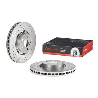 compare product Brembo 17-22 Porsche 718 Boxster/718 Cayman/09-16 Porsche 911 Front Right Drilled UV Coated Rotor