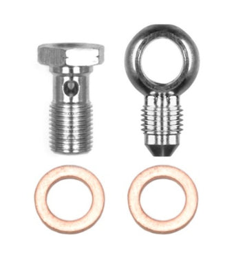 compare product Wilwood Banjo Fitting Kit -3 male to 10mm-1.00 Banjo Bolt & Crush Washers (1 qty)