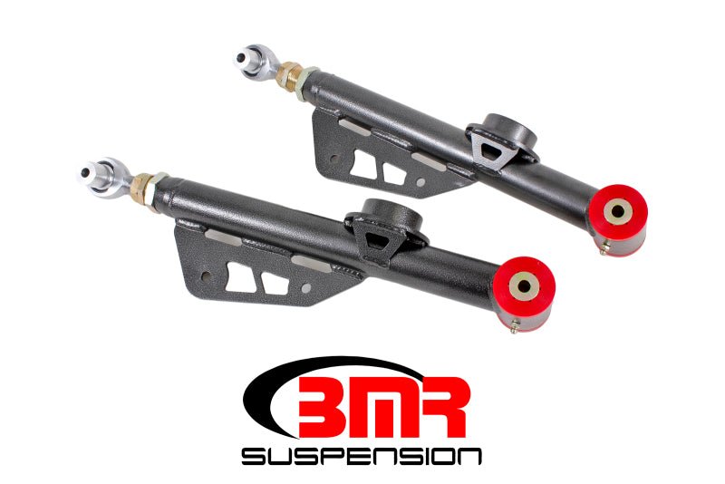 BMR 79 - 98 Fox Mustang On - Car Adj. Lower Control Arms Poly / Rod End Combo - Black Hammertone - My Store